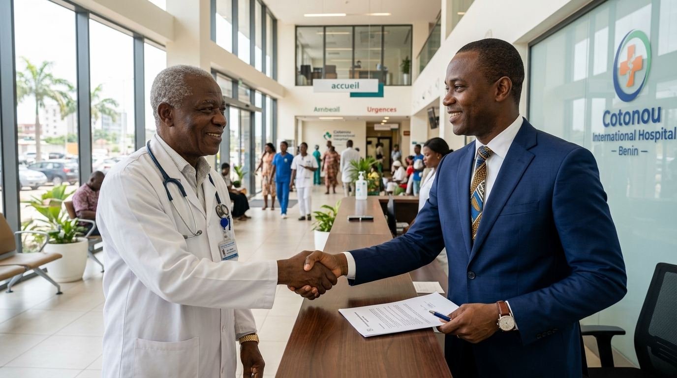 Poignée de main entre deux professionnels de santé